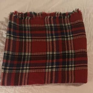 Plaid Fringe Scarf Wrap - Red Plaid